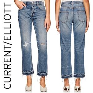 CURRENT ELLIOTT The Throwback Original Distressed High Rise Straight Leg Jean 27